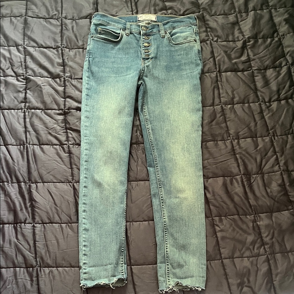 Free People Reagan Raw Hem Women's Button Fly Skinny Jeans Size 29
